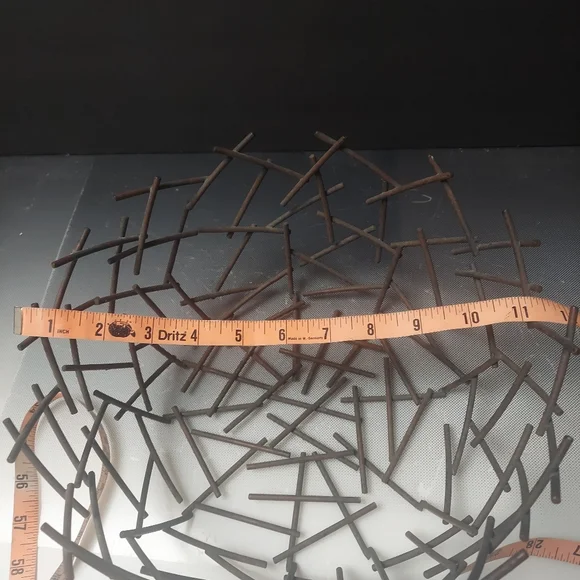 Michael Abram Style Metal Brutalist Twig Bowl Wire Boho Art Bowl